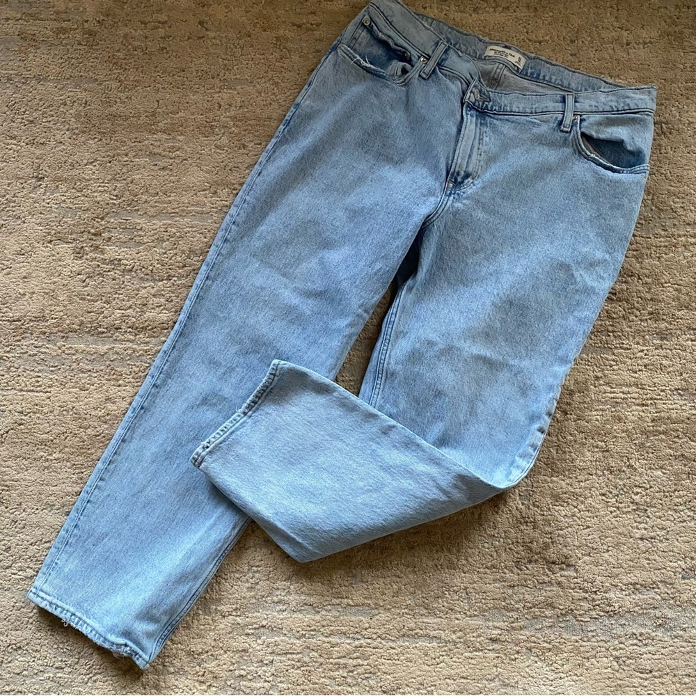 Abercrombie & Fitch The 90s Straight Ultra High Rise Blue Jeans 100% Cotton: 33S